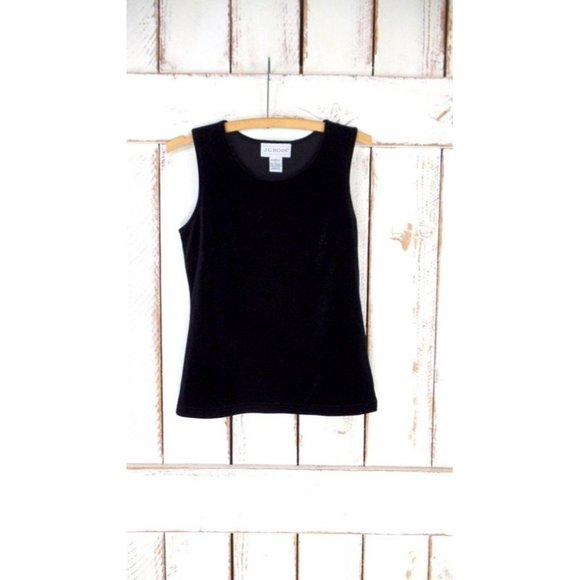 90s vintage black velour velvet shell tank top/sleeveless velvet top/small - Picture 4 of 6